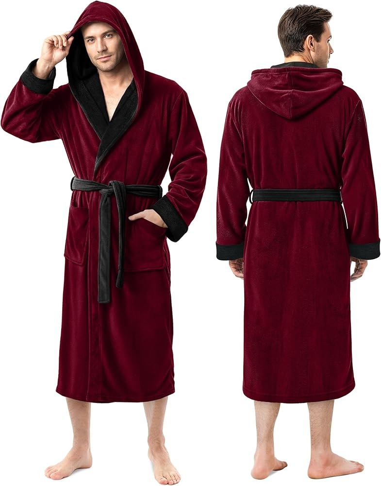 NY Threads Men's Hooded Fleece Bathrobe Plush Long Spa Robe | Amazon (CA)