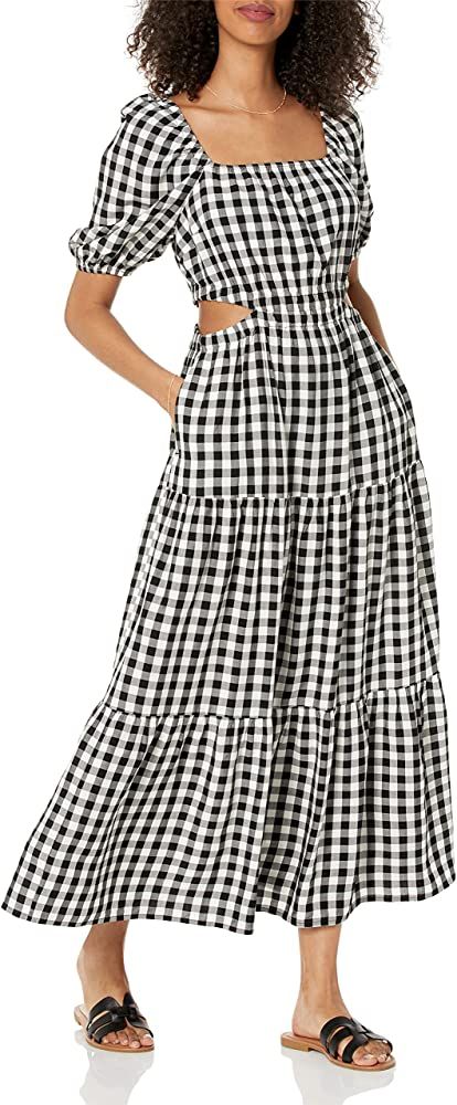 Amazon.com: The Drop Women's Anaya Square Neck Cut-out Tiered Maxi Dress, Black/Whisper White, M ... | Amazon (US)