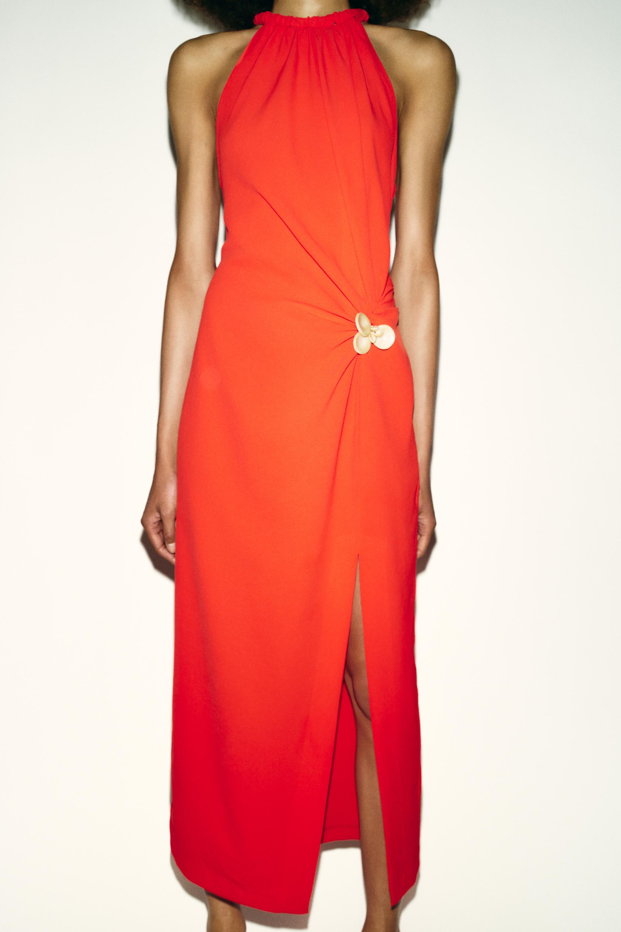 HALTER MIDI DRESS WITH TRIM | Zara US