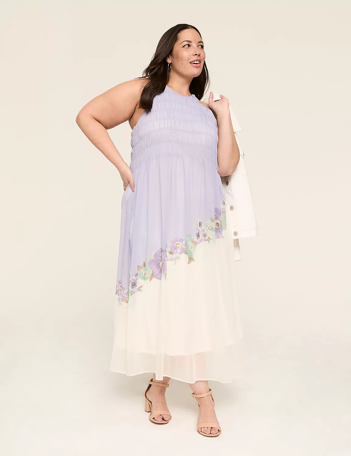 Shirred-Bodice Maxi Sun Dress | Lane Bryant (US)