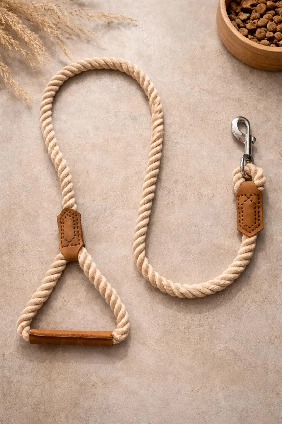 Braided Cotton Rope Dog Leash – Genuine Leather Accents - Etsy | Etsy (US)