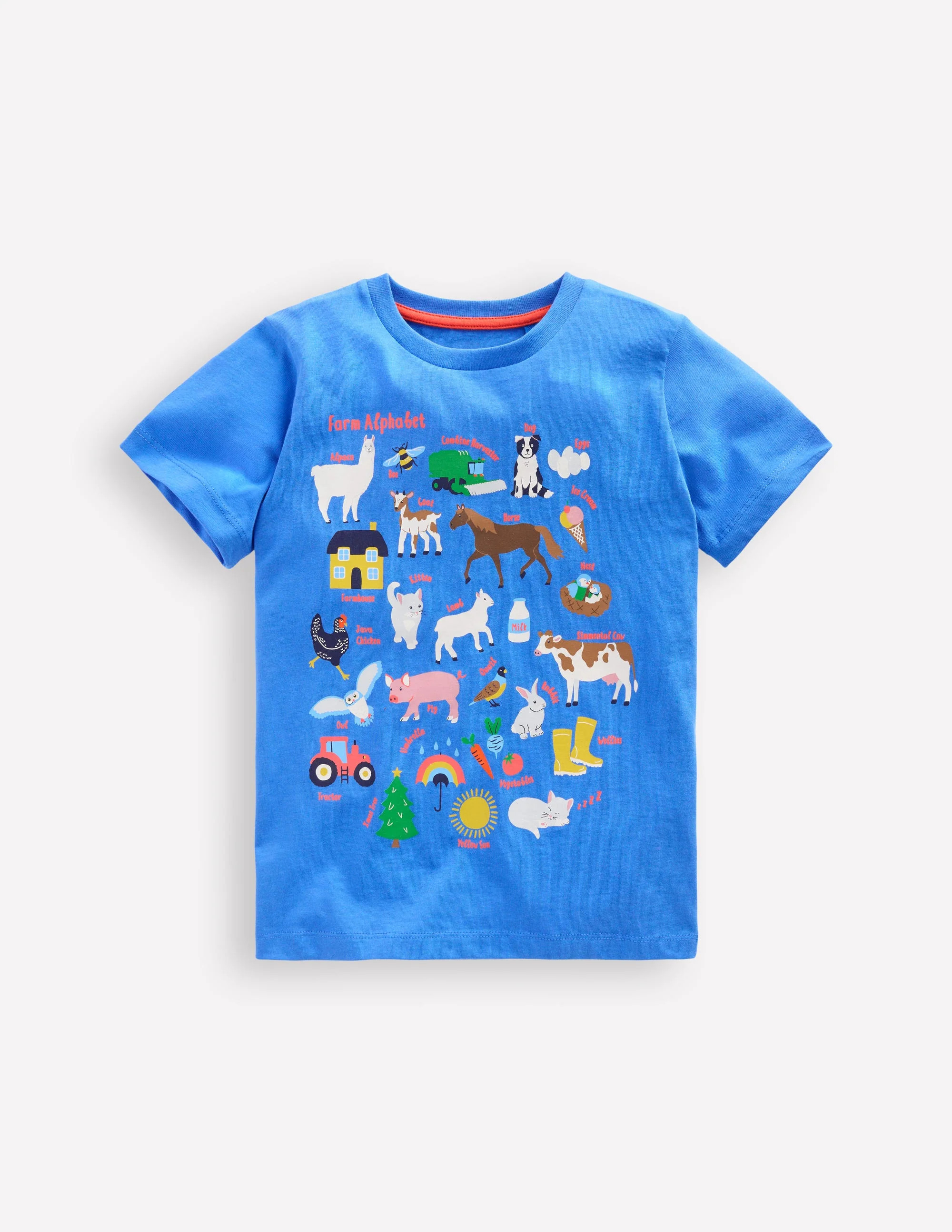 Short Sleeve Printed T-Shirt-Peacock Plume Blue Farm | Boden (US)