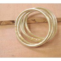 5Pcs Light Gold Glitter Jelly Bangle Bracelet Set, Plastic With Powder Lining Fashion Jewelry Lightw | Etsy (US)