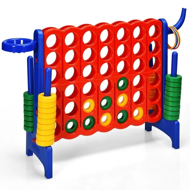 Costway 4-in-A Row Giant Game Set w/Basketball Hoop for Family Blue | Walmart (US)