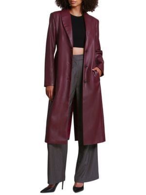 Avec Les Filles Faux Leather Trench Coat on SALE | Saks OFF 5TH | Saks Fifth Avenue OFF 5TH