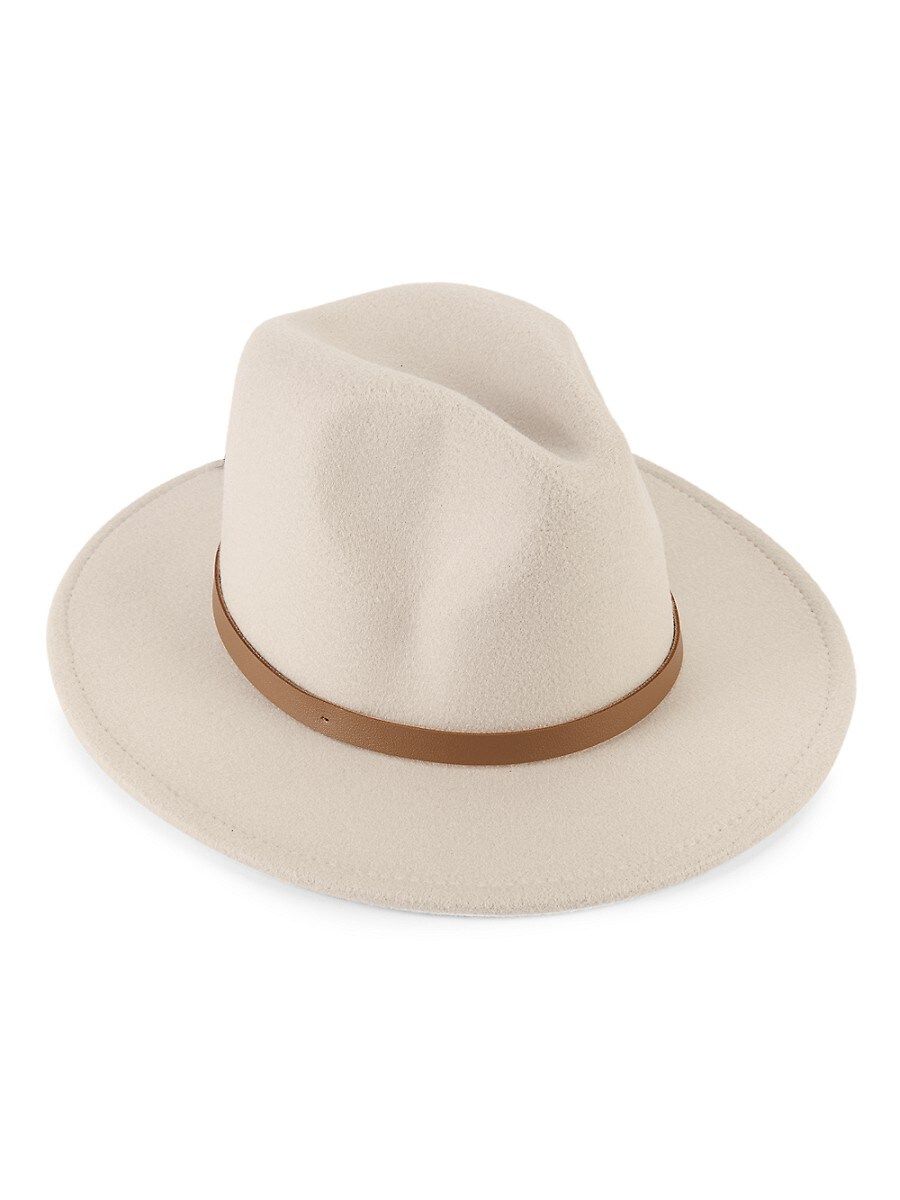 MARCUS ADLER Women's Leather-Trim Panama Hat - Bone | Saks Fifth Avenue OFF 5TH