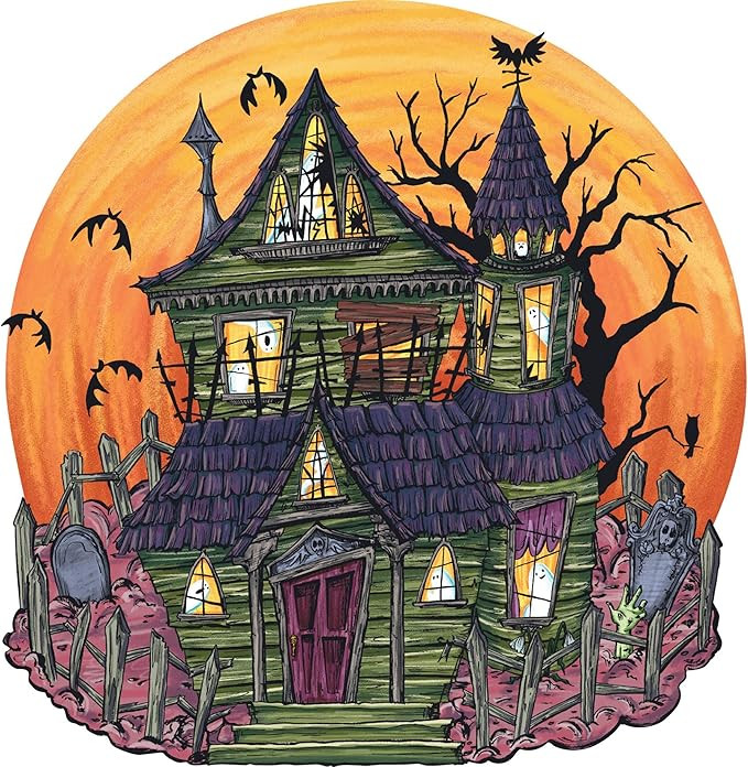Round Disposable Halloween Paper Placemats - Haunted House Place Mats for Dining Table for - 12 S... | Amazon (US)