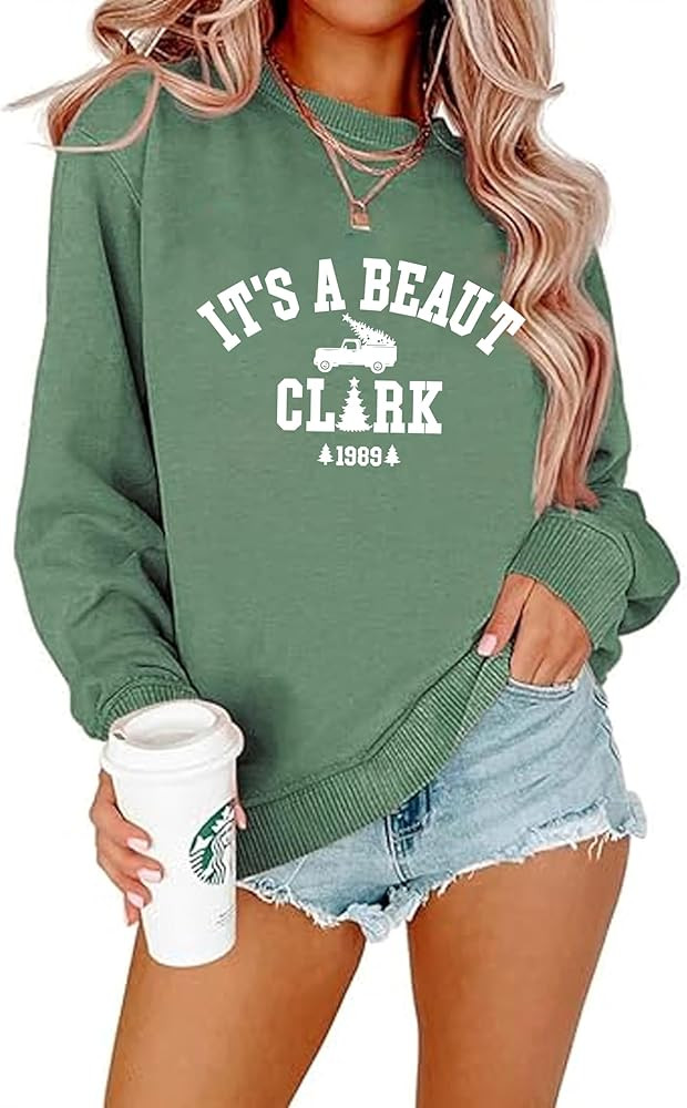 Christmas Sweatshirts for Women It's A Beaut Clark Sweatshirts Xmas Holiday Crewneck Long Sleeve ... | Amazon (US)