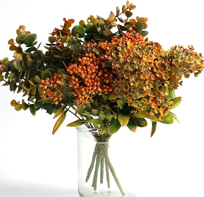 YIBUKIY Artificial Fall Flowers for Outdoors Fake Plants- 6 Bundles Faux Plants Outside Greenery ... | Amazon (US)