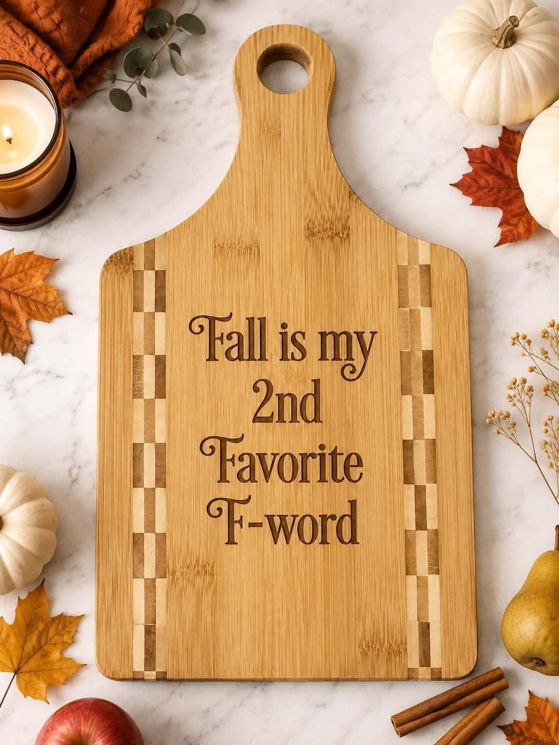 Fall is my 2nd Fav F-WORD  Cutting  Bamboo  with Handle, Engraved Wedding Charcuterie Board, Custom Christmas Gift, Gift for Here | Etsy (Global)