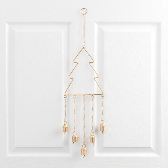 Metal Christmas Tree With Bells Hanging Decor | World Market