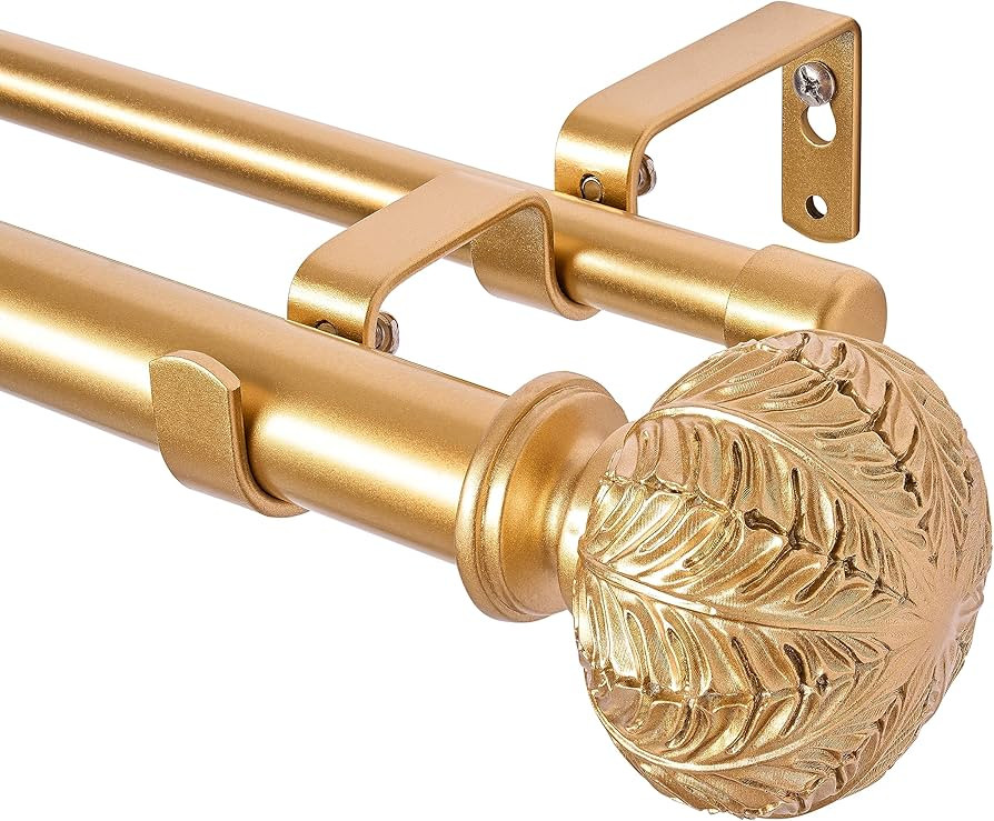 Double Curtain Rods,WL.Rocaille 1 Inch Curtain Rods for Windows 66 to 120 Inches,Telescoping Dual... | Amazon (US)