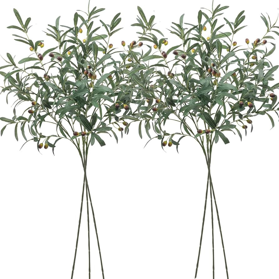 SHACOS 6 PCS Fake Olive Branches for Vases 39" Tall Long Greenery Stems Faux Olive Tree Branches ... | Amazon (US)