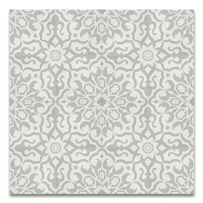 Atlas 8" x 8" Handmade Cement  Tile in Green/White | Wayfair North America