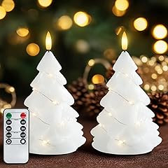 Homemory Christmas Tree Candles with Remote, 2 Pcs Waxy LED Flameless Candles Flickering, White E... | Amazon (US)