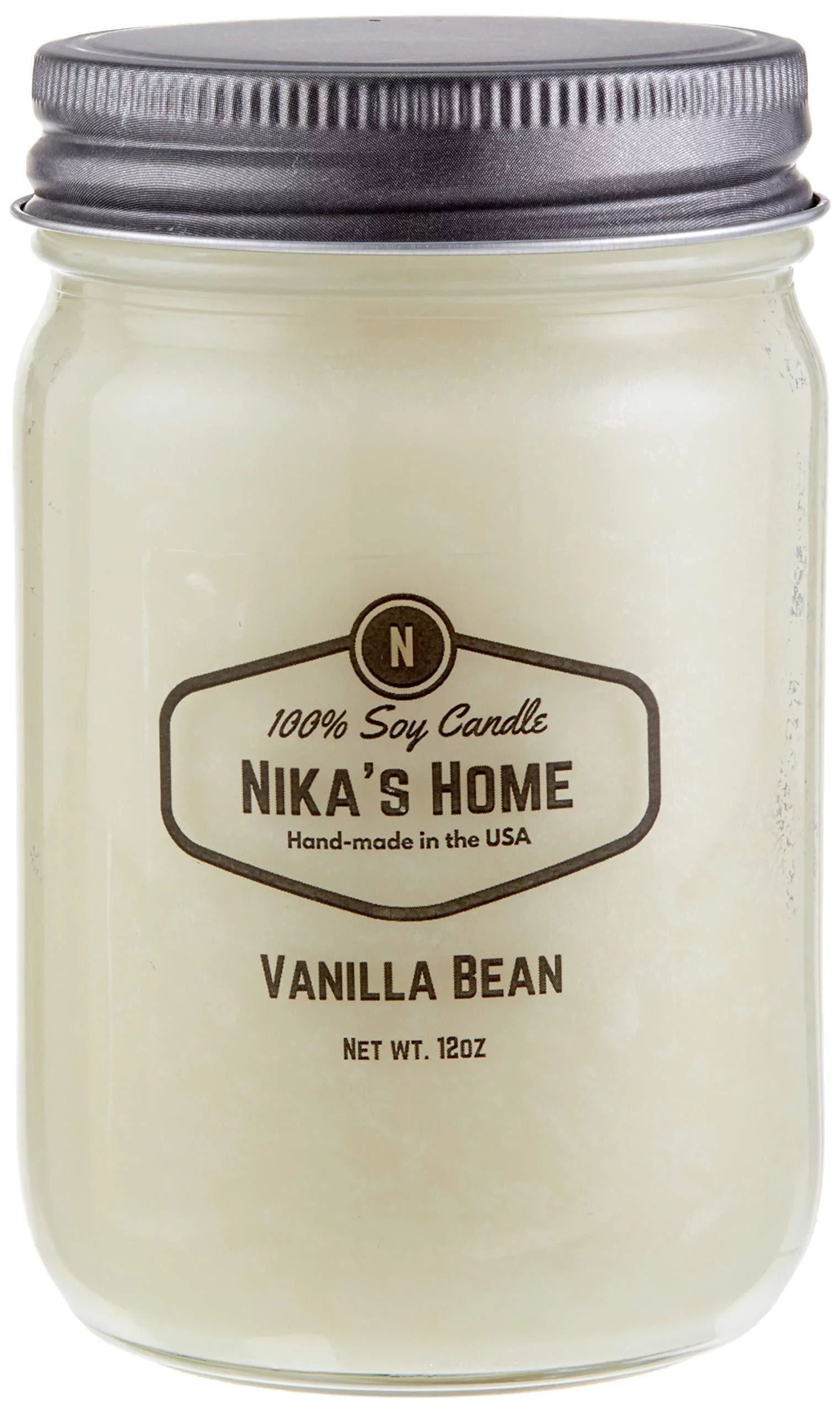 Nika's Home Vanilla Bean 12oz Mason Soy Candle | Walmart (US)