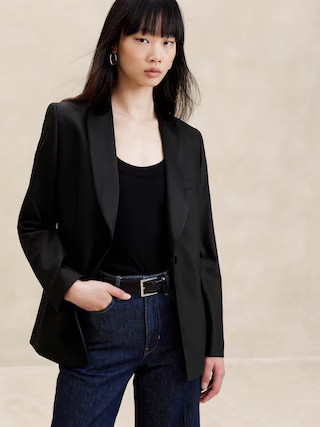 Barathea Relaxed Italian Wool Tuxedo Jacket | Banana Republic (US)