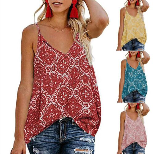 Fashion Print Tank Tops Ladies Hollow Out Women Sleevesless Top Tank Casual Lady | eBay AU