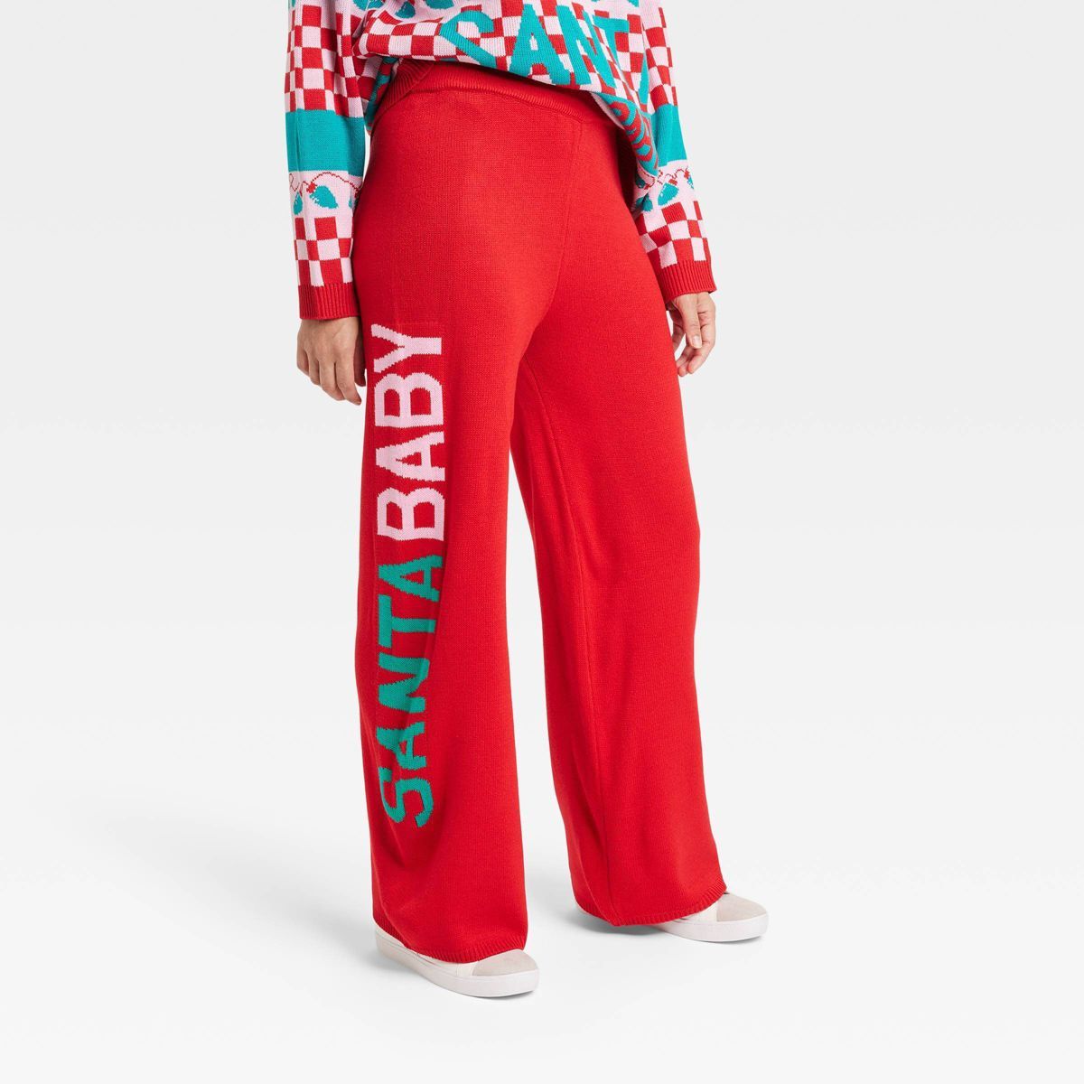 Women's Santa Baby Graphic Sweater Pants - Red | Target