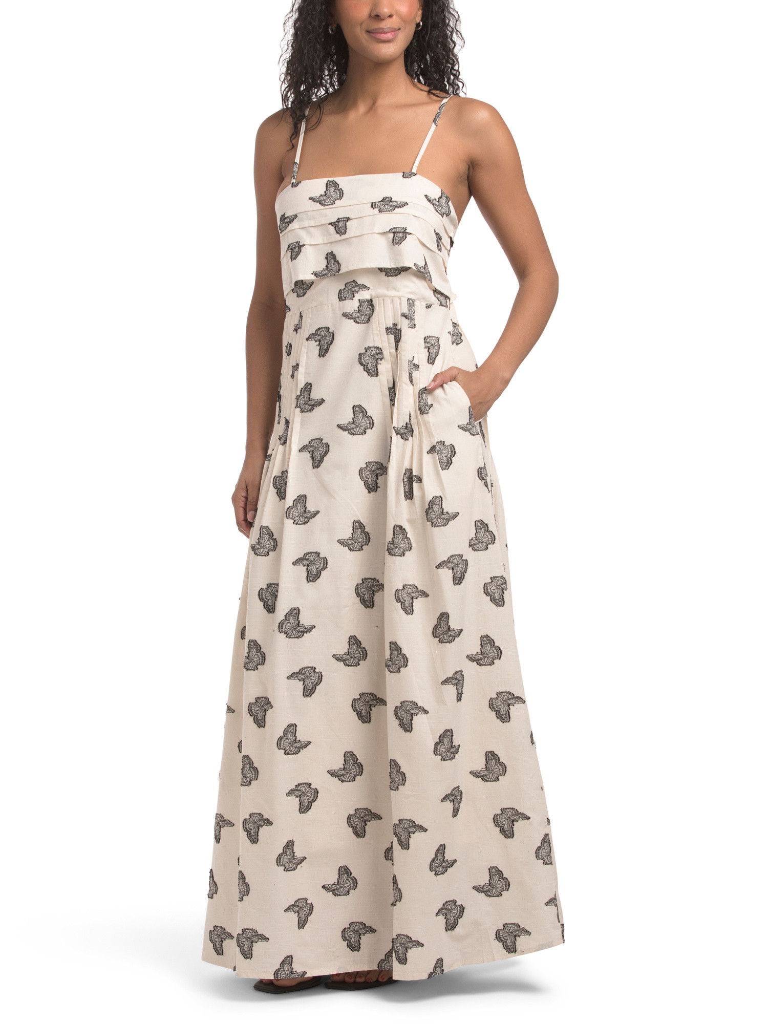 Sleeveless Cotton Blend Jacquard Maxi Dress | TJ Maxx