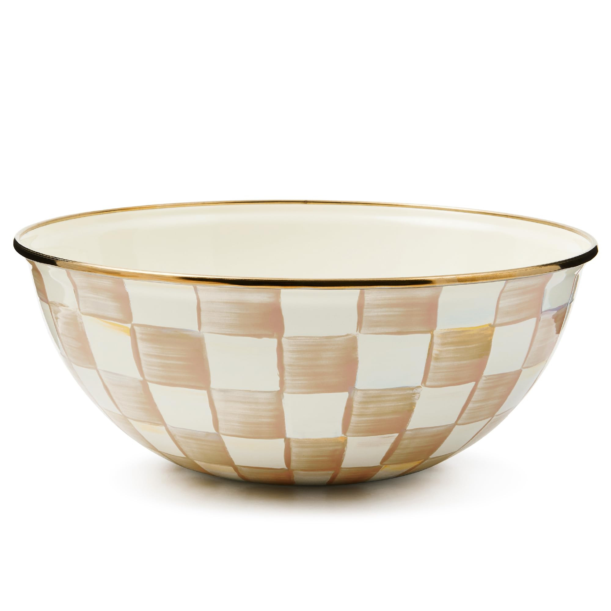 MACKENZIE-CHILDS Enamel Everyday Bowl, Serving Bowl for Entertaining, Medium, Brown-and-White Moc... | Amazon (US)