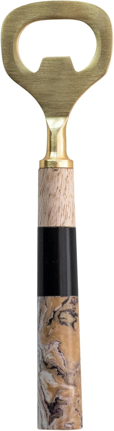 Creative Co-Op Stainless Steel Bottle Opener with Marbled Resin and Mango Wood Handle, Gold and M... | Amazon (US)