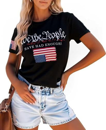 Qbily Women's 4th of July Independence Day T-Shirt Summer 1776 USA America Memorial Day Graphic Tees Tops(2026-B4,L) | Amazon (US)