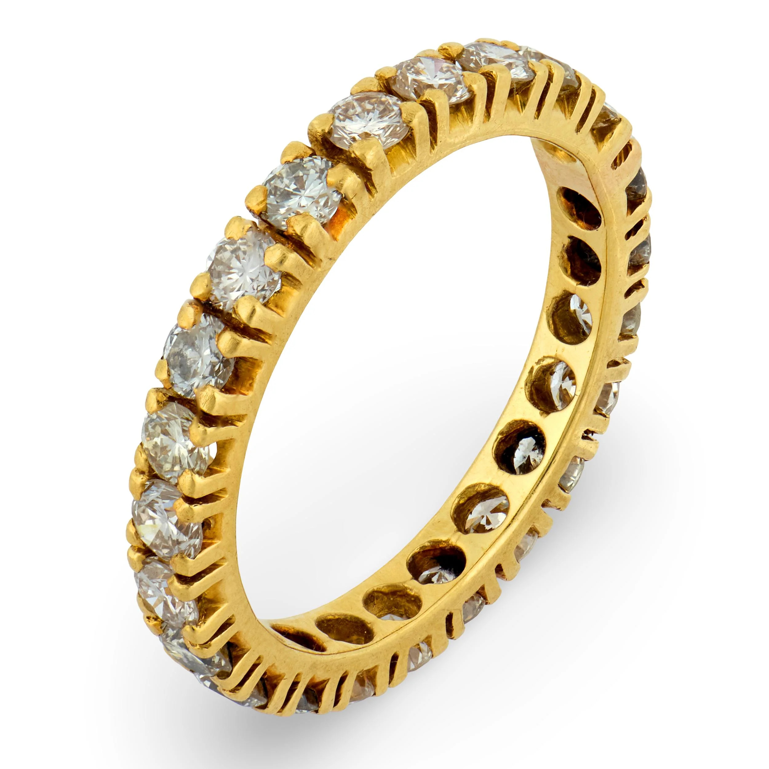 Vintage 1.40 carat round brilliant cut diamond 18k yellow gold eternit | Jack Weir & Sons