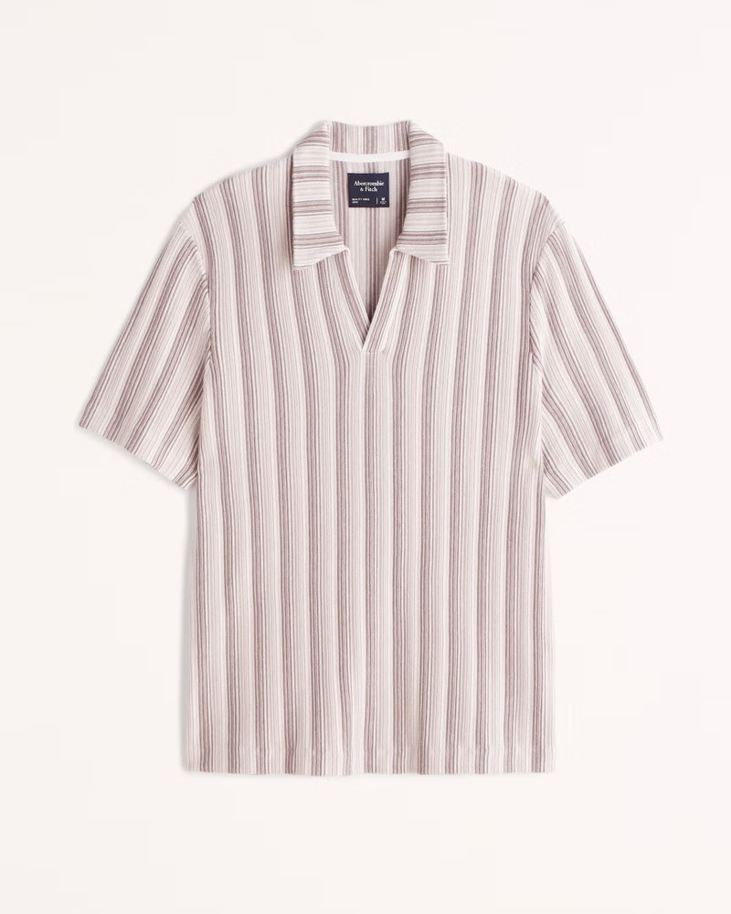 Men's Striped Johnny Collar Sweater Polo | Men's Clearance | Abercrombie.com | Abercrombie & Fitch (US)