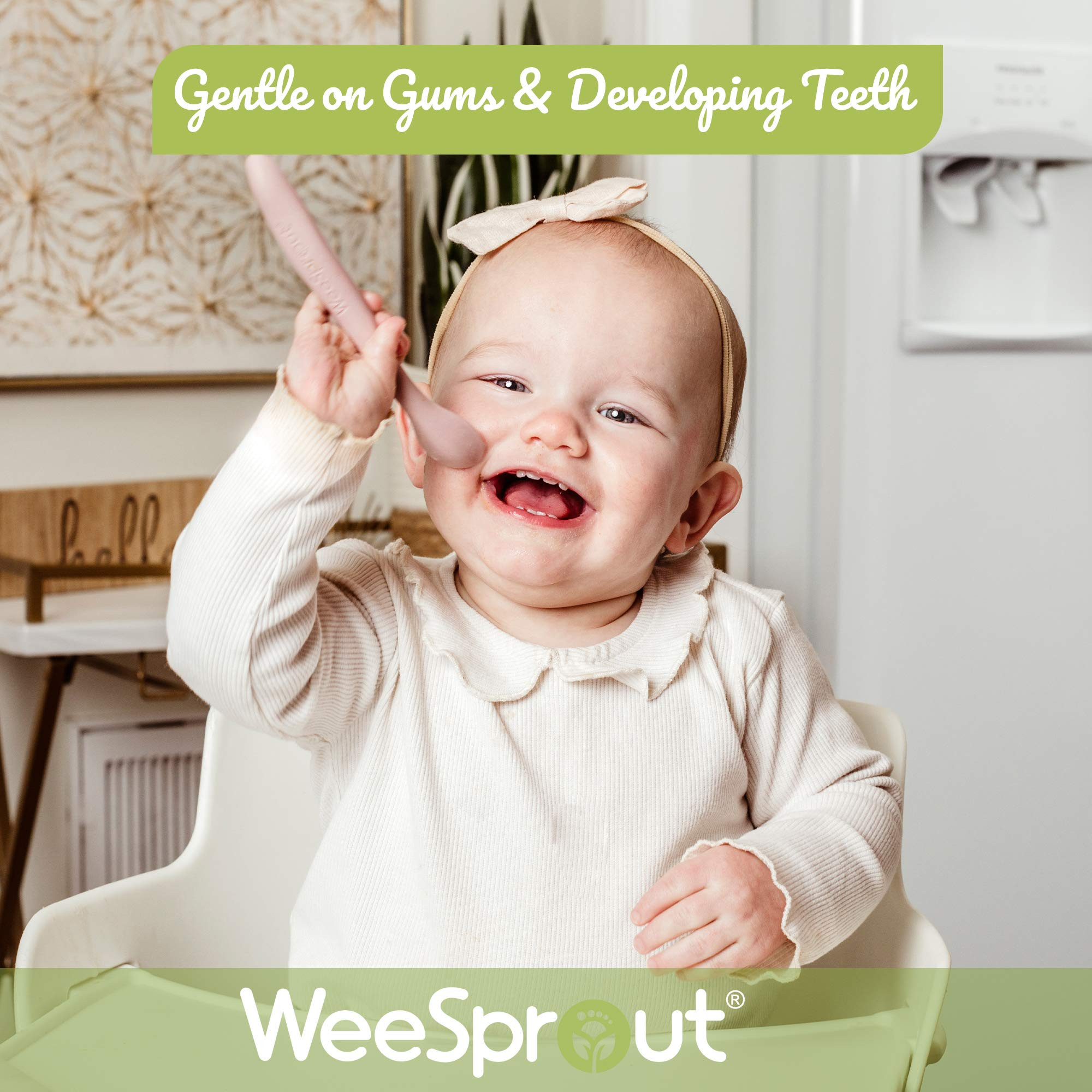 Amazon.com: WeeSprout Silicone Baby Spoons - First Stage Infant Feeding Utensils With Soft-Tip, B... | Amazon (US)