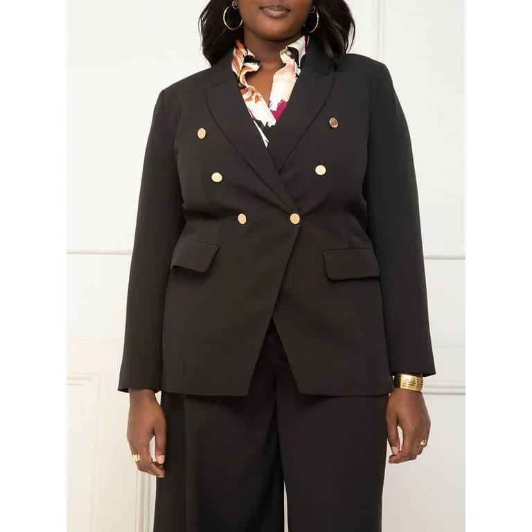 ELOQUII Elements Women's Plus Fitted Angular Blazer | Walmart (US)