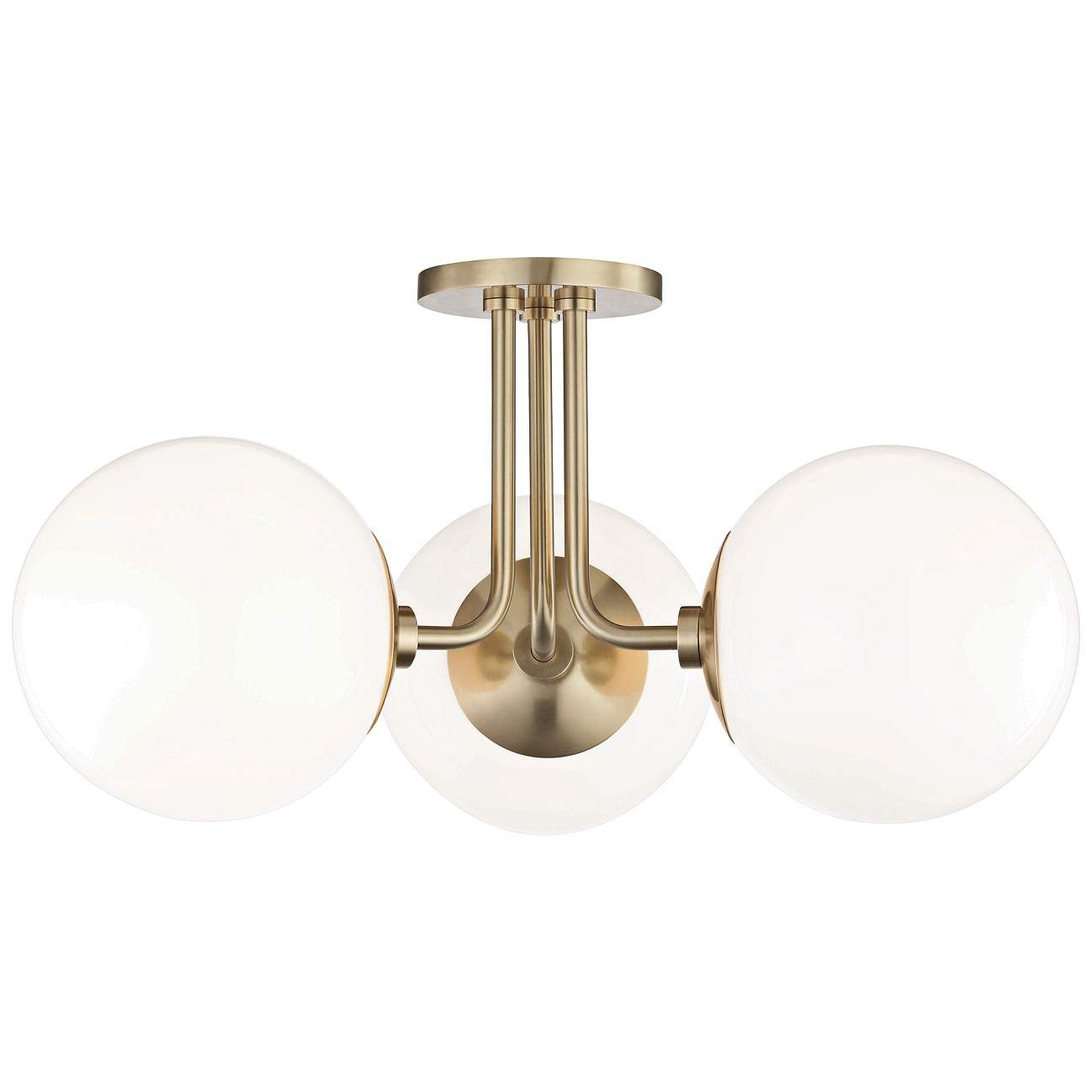 Mitzi Stella 18 1/4" Wide Aged Brass 3-Light Ceiling Light | Lamps Plus