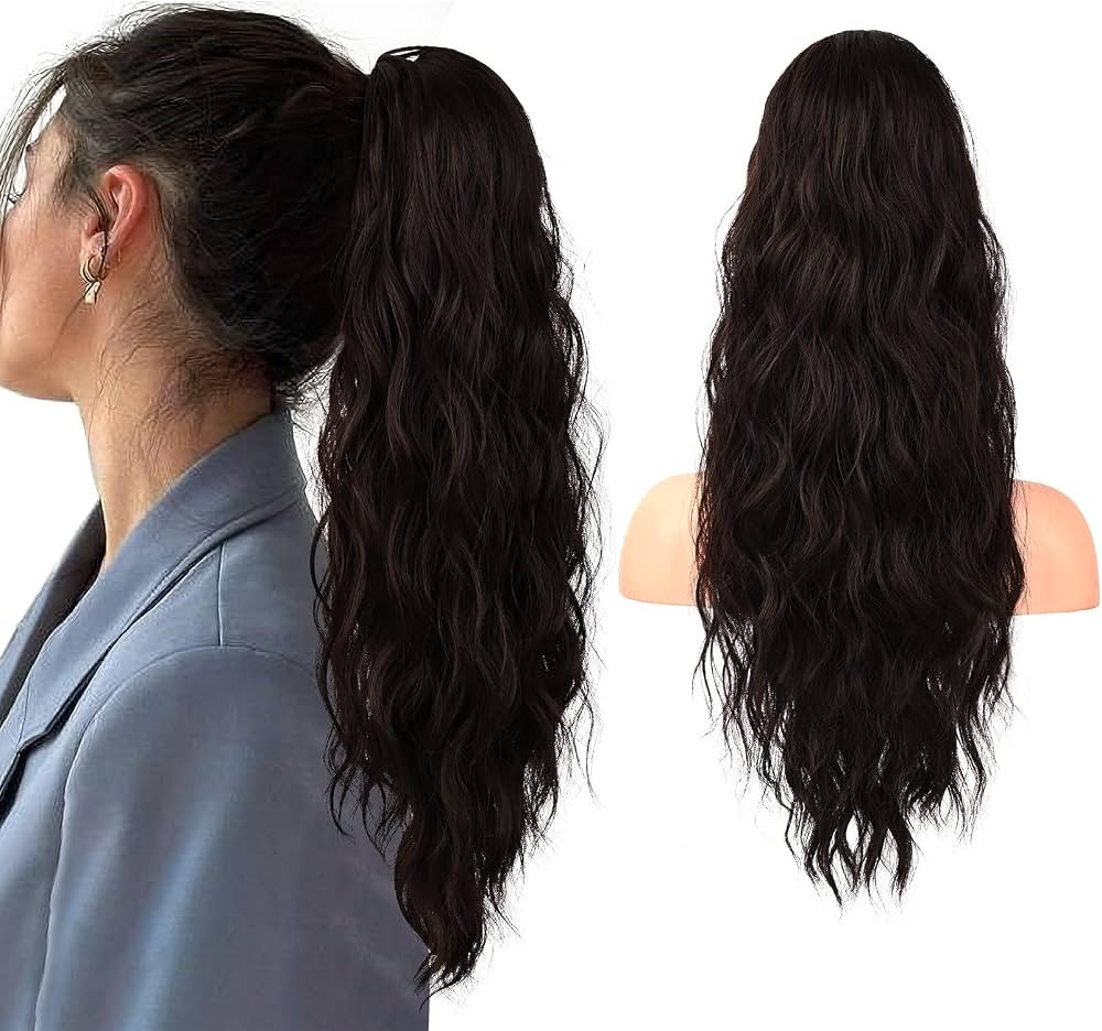 Flufymooz Ponytail Extension, 22 Inch Drawstring Ponytail Hair Extensions for Women，Long Curly ... | Amazon (US)