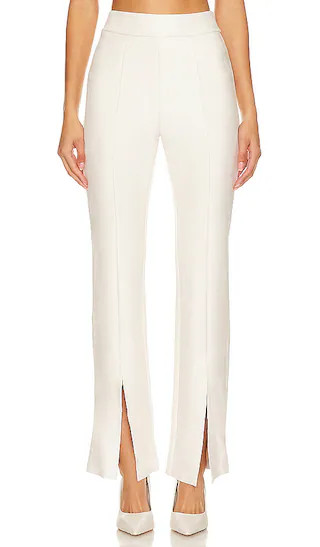 Faux Suede Split Front Pant in Bone | Revolve Clothing (Global)