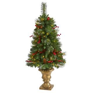 4ft. Pre-Lit Pine, Pinecone & Berries Artificial Christmas Tree, Clear LED Lights | Michaels Stores