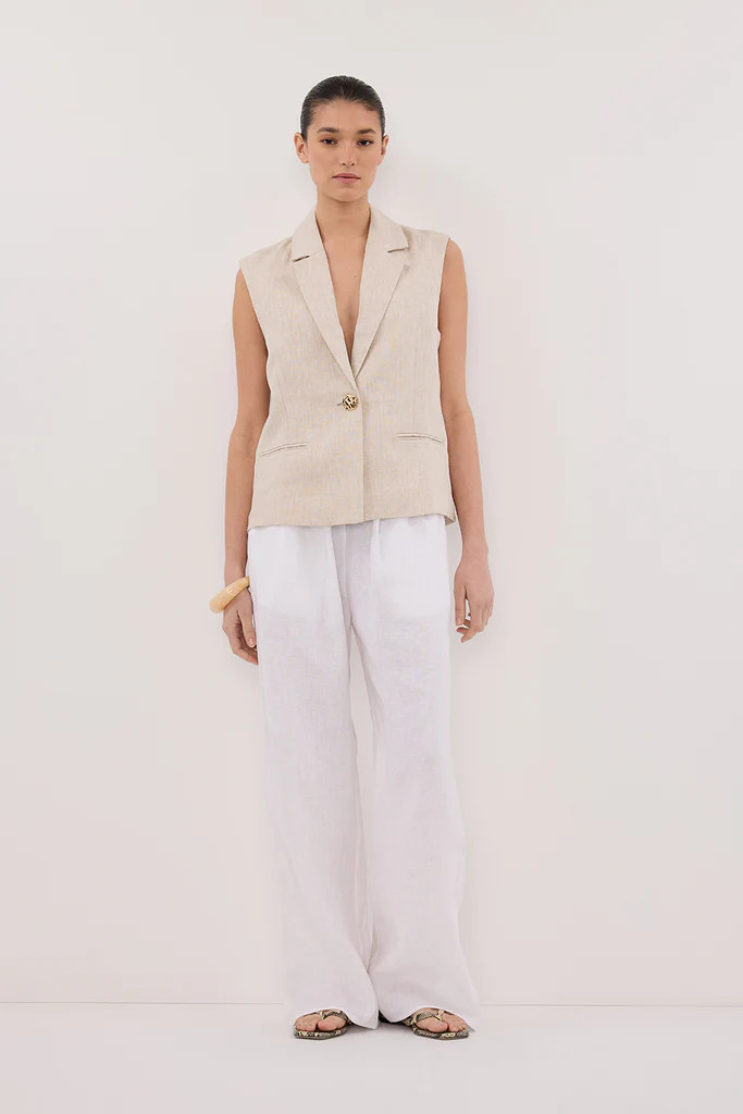 SELAH NATURAL LINEN SLEEVELESS VEST | DISSH