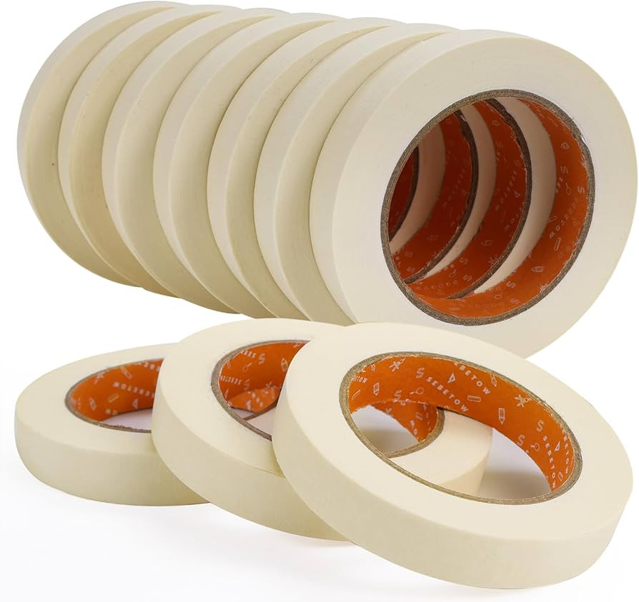 SEBETOW Masking Tape Bulk 10 Packs 0.75 Inch - Masking Tapes Artist Drafting Tapes White Beige, G... | Amazon (US)