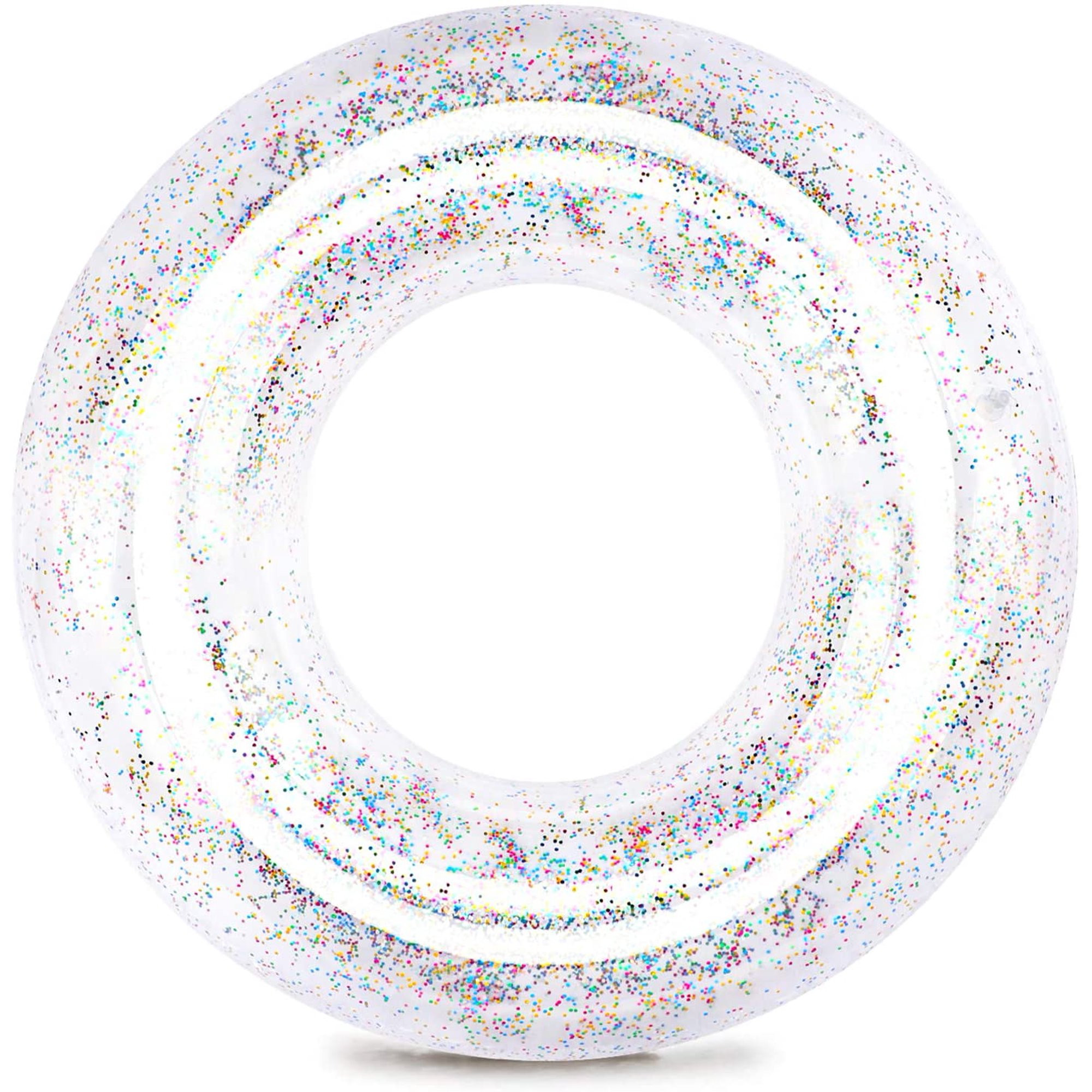 Inflatable Pool Float Tube, Transparent Swimming Ring with Colorful Sparkling Glitters for Kids a... | Walmart (US)