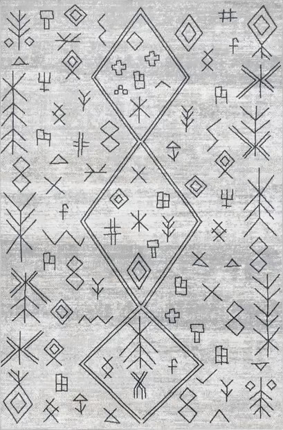 Gray Nina Abstract Mural Washable 10' x 14' Area Rug | Rugs USA