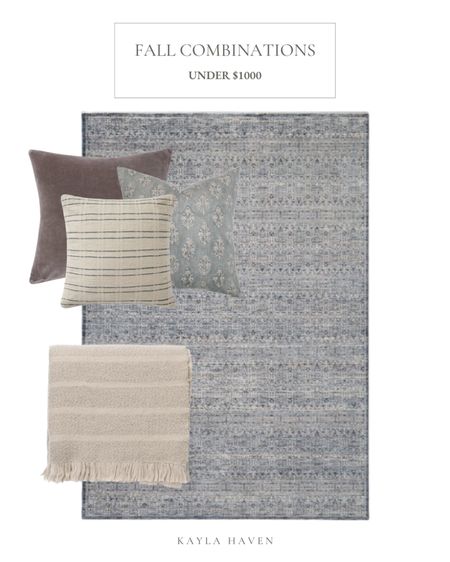 Last fall my color palette for fall involved a lot of blues, taupes, and plum colors which I loved! This Zuma rug is one of my favorites—we have it in our dining room, and it truly is such a beautiful rug! Love these throw pillows as well for a very cohesive look, all under $1000! 

#LTKhome #LTKSeasonal #LTKstyletip