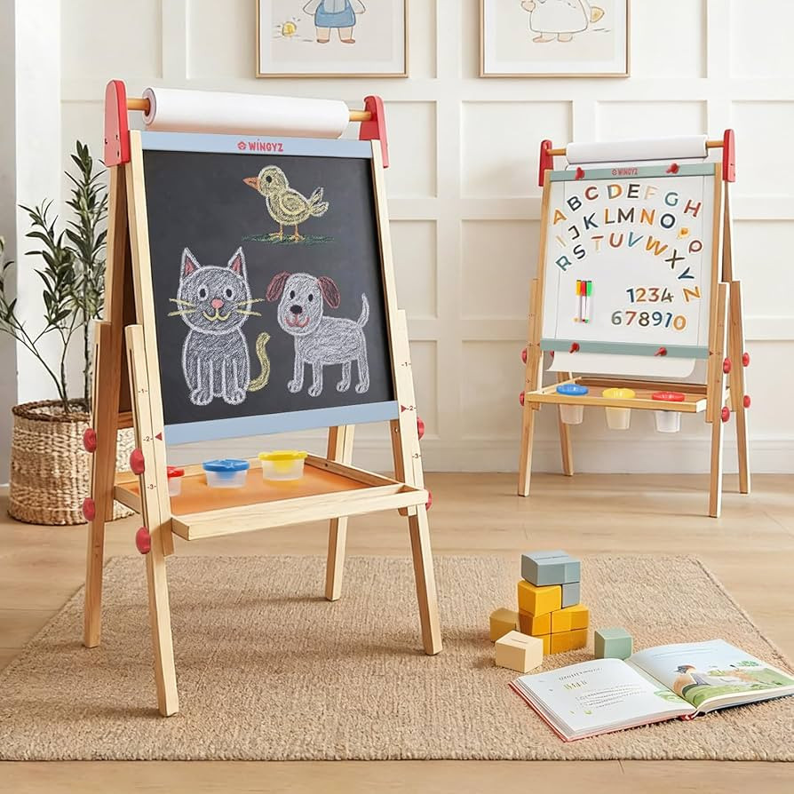 WINGYZ Easel for Kids – 3-in-1 Art Easel with Chalkboard, Magnetic Whiteboard & Paper Roll, Adj... | Amazon (US)