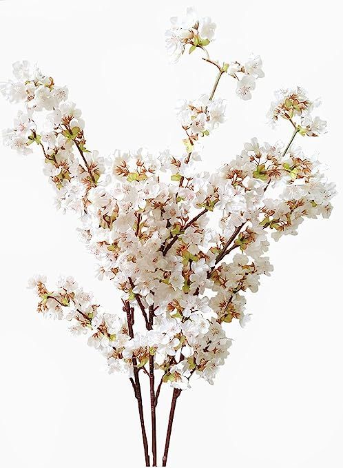 Artificial Cherry Blossom Branches Flowers Stems Silk Tall Fake Flower Arrangements for Home Wedd... | Amazon (US)