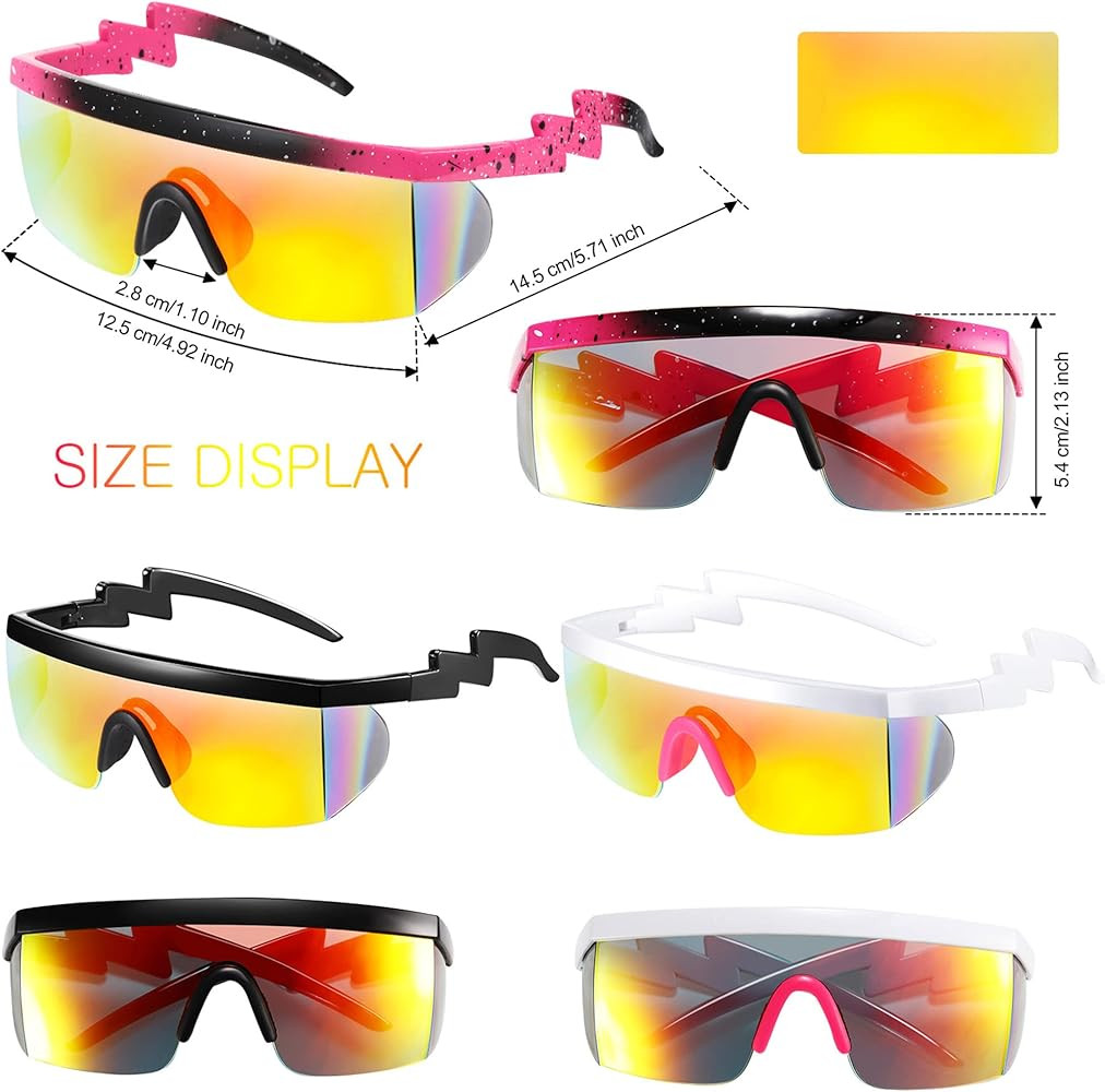 Frienda 3 Pairs Retro Semi Rimless Sunglasses 80s 90s Zigzag Sunglasses Colored Transparent Lens ... | Amazon (US)