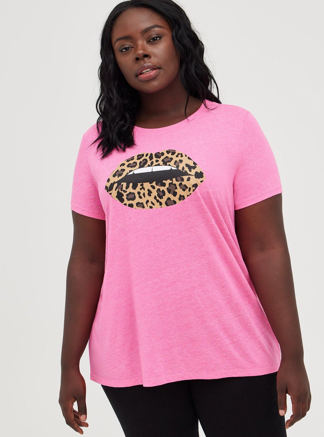 Vintage Tee - Triblend Jersey Leopard Lips Hot Pink | Torrid (US & Canada)