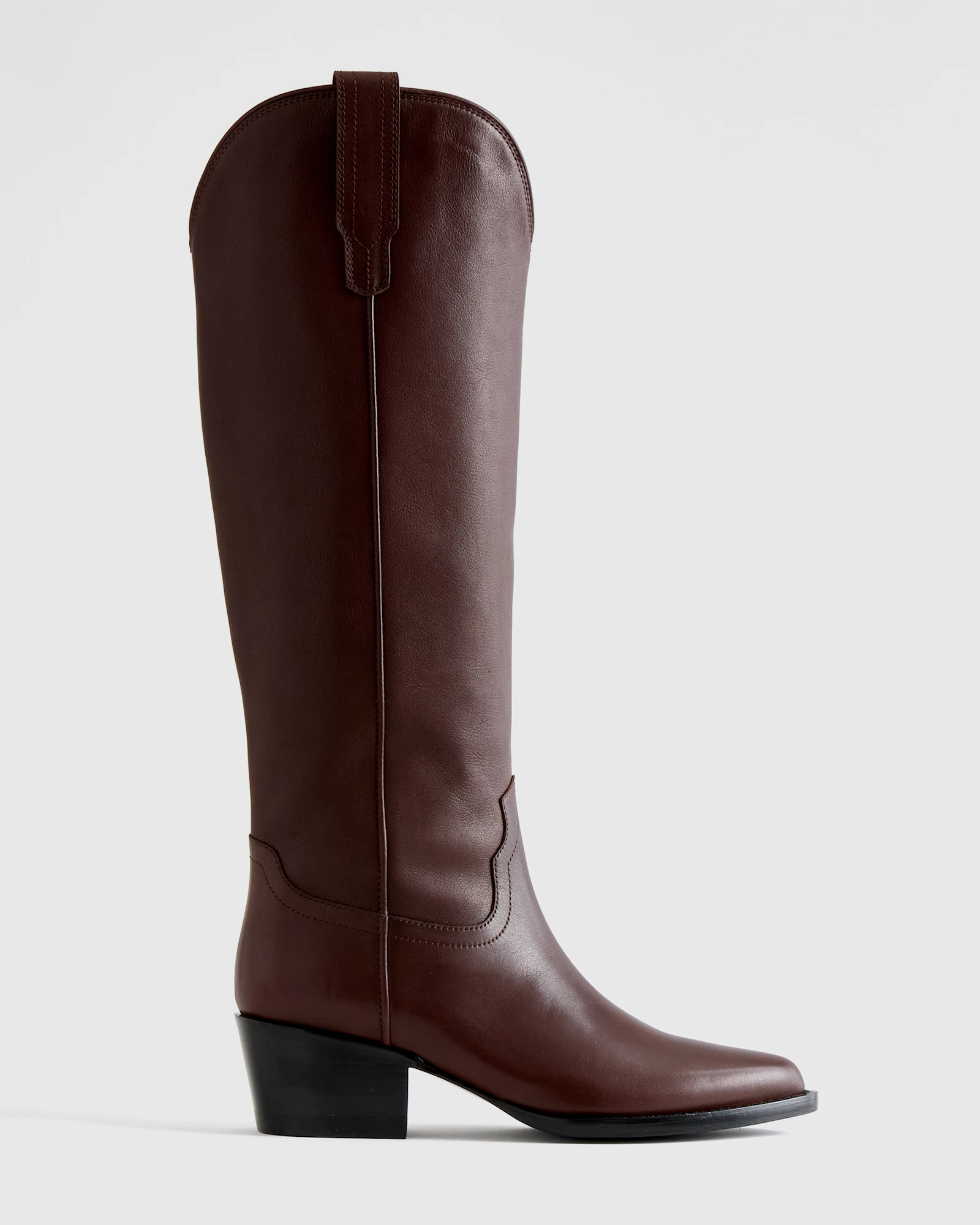 Quince | Women's Italian Leather Tall Western Boots in Black, Size 9 | Quince