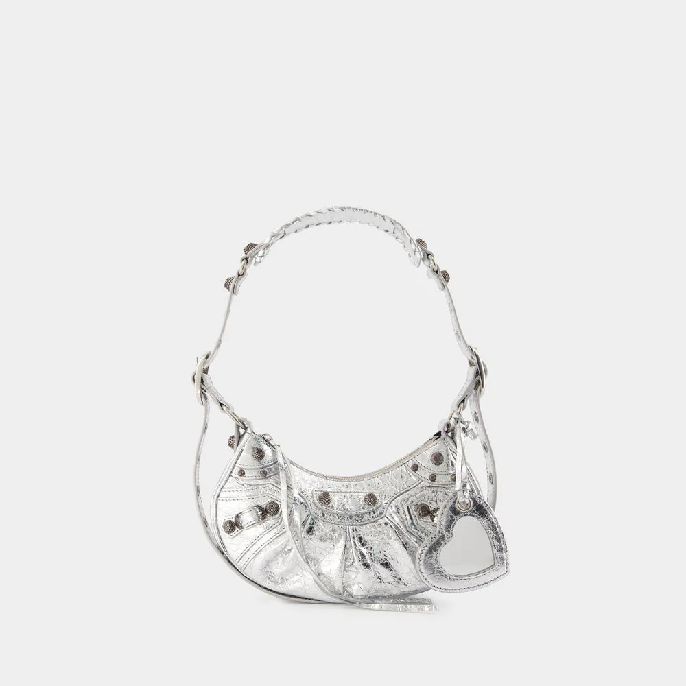 Balenciaga Women's Le Cagole Xs Shoulder Bag in Silver | 671309 Color 0GT3Y Color 8122 | LOZURI