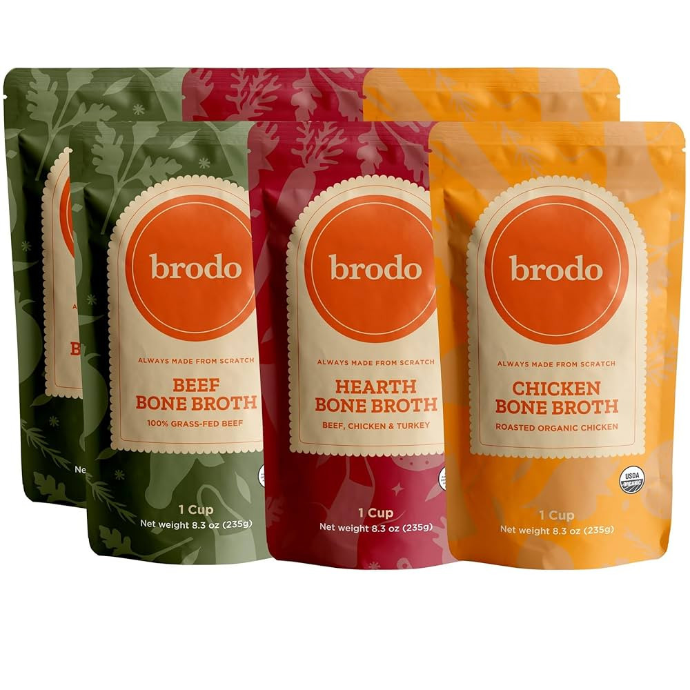 Brodo Classic Variety Pack with Collagen & Protein, Includes Organic Chicken, 100% Grass-Fed Beef... | Amazon (US)