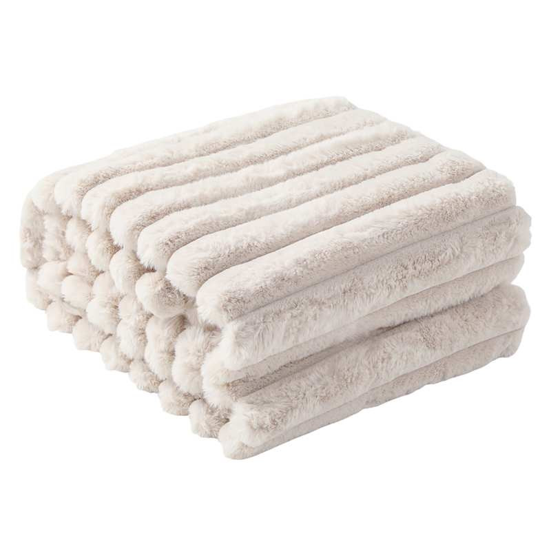 Neutral Channel Faux Fur Oversized Throw Blanket, 60x80 | At Home