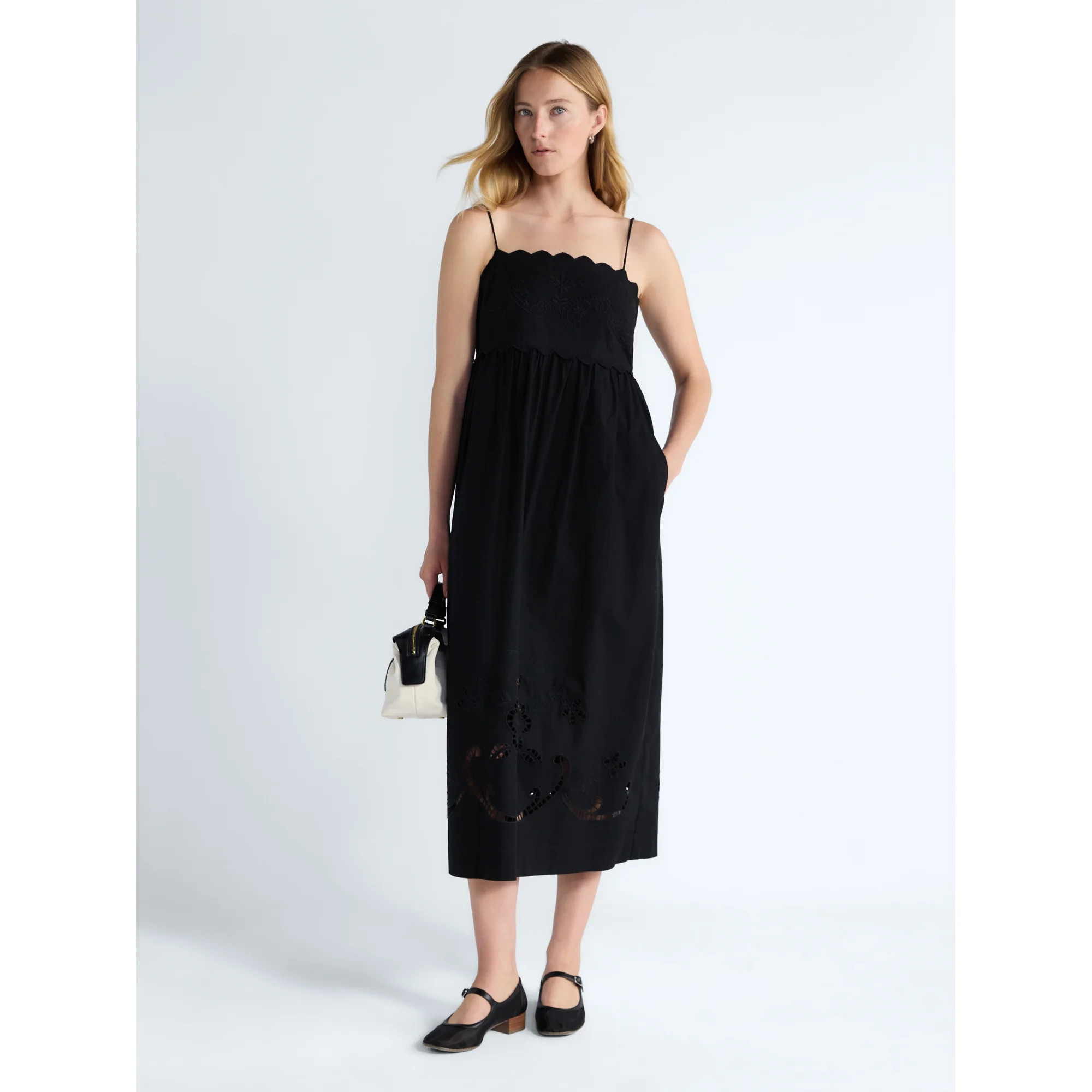 Free Assembly Women’s Embroidered Cotton Midi Dress, Sizes XS-XXL | Walmart (US)