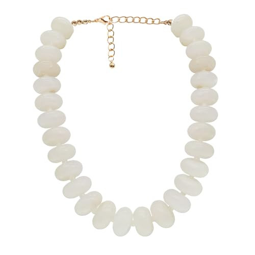 CIOOU Chunky Beaded Necklace for Women Large Big Bead Choker Necklaces Trendy Boho Bold Statement Beads Neck Summer Jewelry Accessories (beige) | Amazon (US)